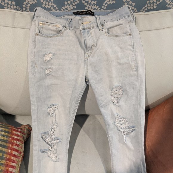 Express Denim - White Wash Distressed Jeans Express Denim - White Wash Distressed Jeans